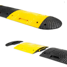 Verkeersdrempel (complete set), 5 centimeter hoog, zwart en geel