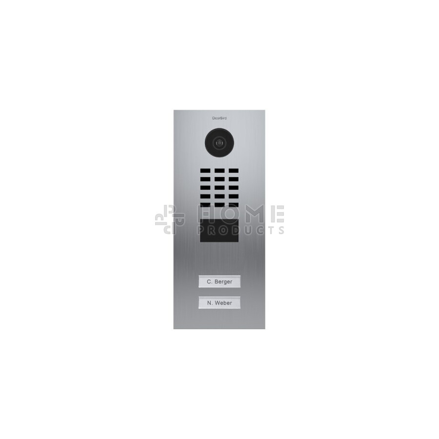 Doorbird IP Video deurintercom D2102V voor smartphone/tablet, 2 beldrukkers (Inbouw/opbouwbehuizing wordt apart verkocht)